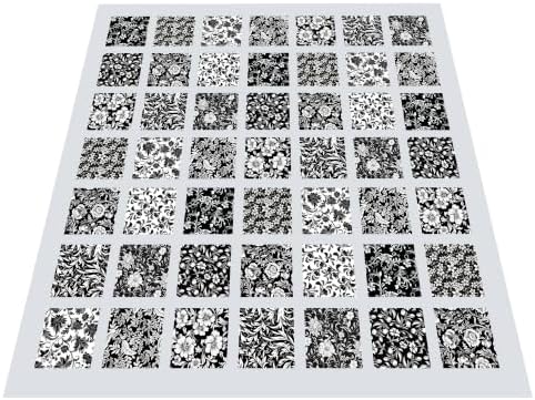 12"x12" 50pcs Cotton Fabric Squares for Sewing Quilting Supplies-B&W Floral