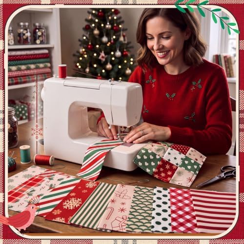 HunnmingRe 20 Pcs 10''x10'' Vintage Christmas Quilting Fabric Square