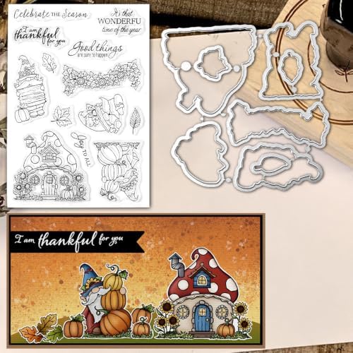 Dwarf Pumpkin Autumn Clear Stamps and Die Cuts Sets for DIY Card Making