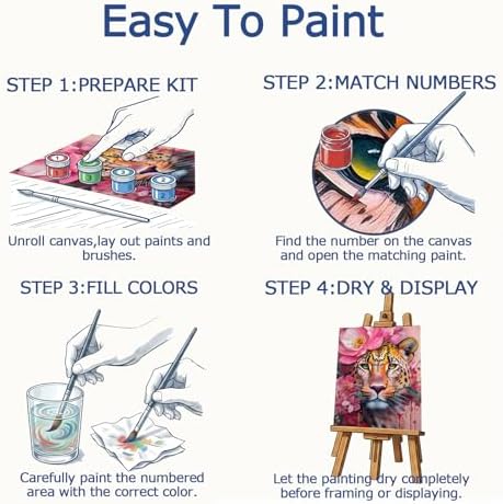 AuraDraw Cheetah Paint by Numbers - Leopard Paint by Number Kit for Adults Beginners, DIY Pink Painting Art Craft on Canvas for Home Decor 16x20 Inch