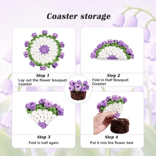 Yarniss Lily of the Valley Coaster Crochet Kit Beginner w/Video Guide