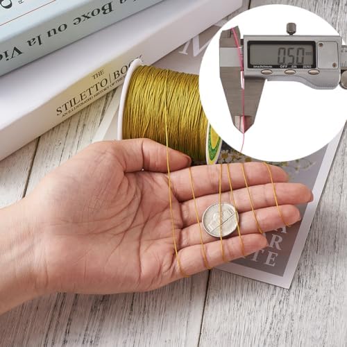 150 Yards 0.5mm Braided Nylon Crafting Thread Chinese Knotting Beading String Macrame Cord Rope for Necklace Bracelet Jewelry Craft Making, Goldenrod