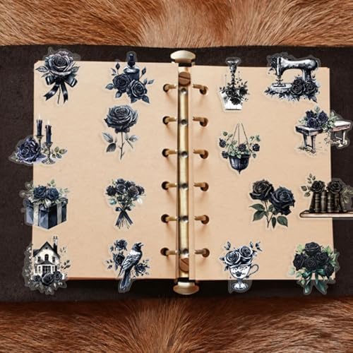 Flora Scrapbook Stickers Aesthetic Flowers Sticker Black