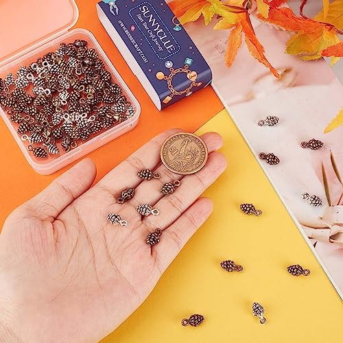 SUNNYCLUE 1 Box 90Pcs 3 Colors Thanksgiving Charms Pine Cone Charms Bulk Tiny Pinecone Fall Autumn Harvest Charm for Jewelry Making Charms DIY Earrings Bracelet Necklace Craft Christmas Party Decor