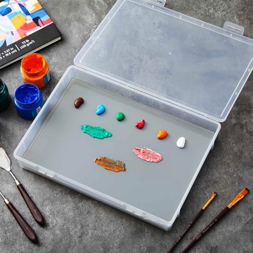 Nuanchu 1 Set Glass Oil Paint Palette, Airtight, 17 x 12.13 Inches, Grey | Handy Tempered Glass for Oil Painting, Moisture-proof lid Keep Paint Fresh, Portable Travel Outdoor, Leak-proof Airtight Seal