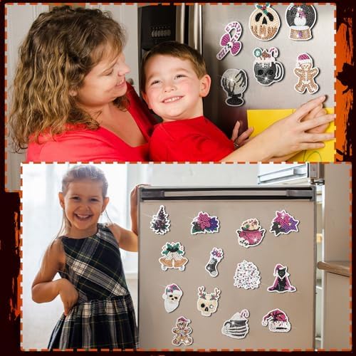 Motipuns 30 Pcs Diamond Magnets,Christmas Before Night,Purple