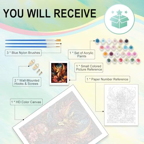 Paint by Numbers Kit for Adults, Dragon DIY Painting Kit, 16x20 Inch