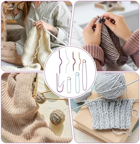 19 Pcs Knitting Needles, Knitting Stitch Holders and Cable Needles Set, Aluminum Needle, Yarn Stitch Holders, Versatile Knitting-Crochet Hook, Sewing Crocheting Supplies Accessories (Multi-Color)