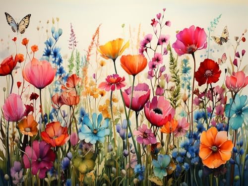 Diamond Art Kits for Adults, Wild Flowers Diamond Painting Kits for Adults