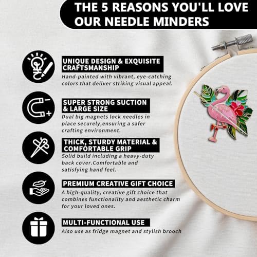 Magnetic Needle Minder Magnet Embroidery Accessories and Supplies Embroidery Needle Holder Cross Stitch Holder Needlework Supplies (Flamingo)