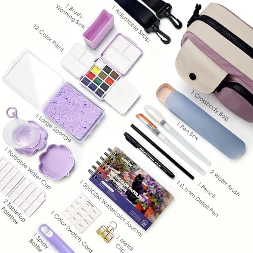 Travel Watercolor Set - 12 Color All-in-One Portable Kit