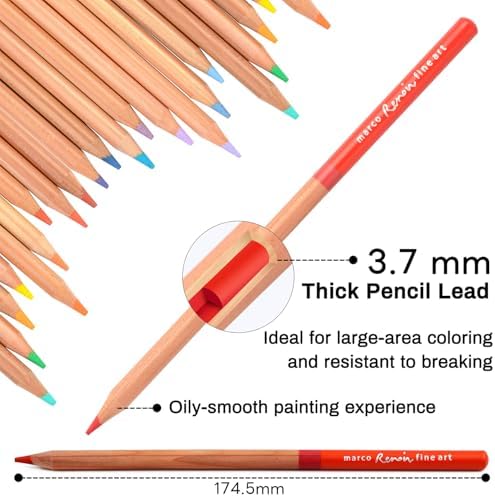 48 Thick Core Oil-Based Colored Pencils, Pastel Pencils