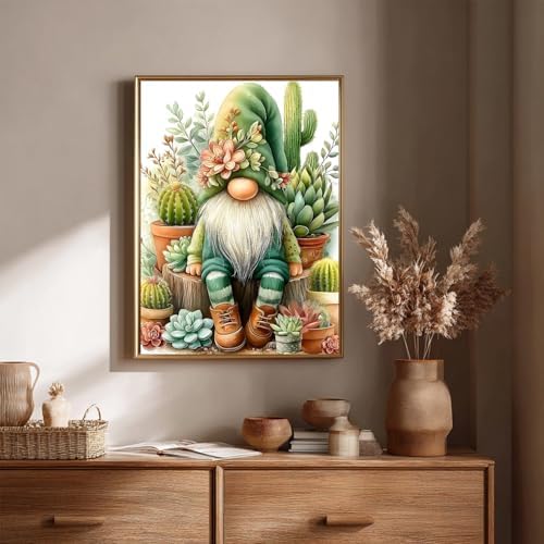 CRZMODE Gnome Paint by Numbers Kit for Adults, Plant Gnome Paint by Numbers for Adults, Acrylic Painting Crafts for Home Decor Gift (16x20inch)