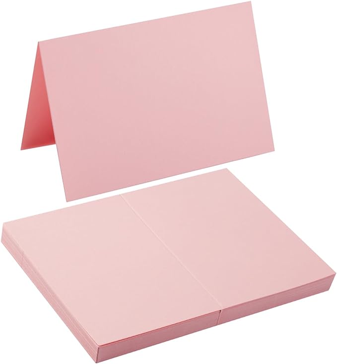 50 Pack Blank Folded Cardstock Cards, Pink, 4x6