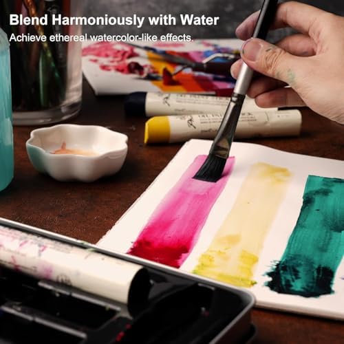 PHOENIX Professional Oil Paint Stick - Set of 6 Basic Colors 37ml Large Soft Water Soluable Pastels with Knife, Gift for Oil Painter