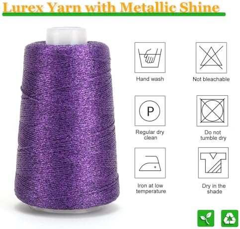 Metallic Crochet Thread, 80g Lurex Yarn for Charms(Purple)