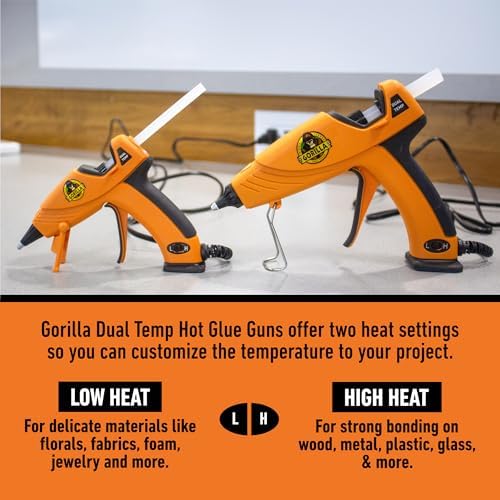 Gorilla Mini Hot Glue Gun Kit, Dual Temp, Includes 75 Sticks