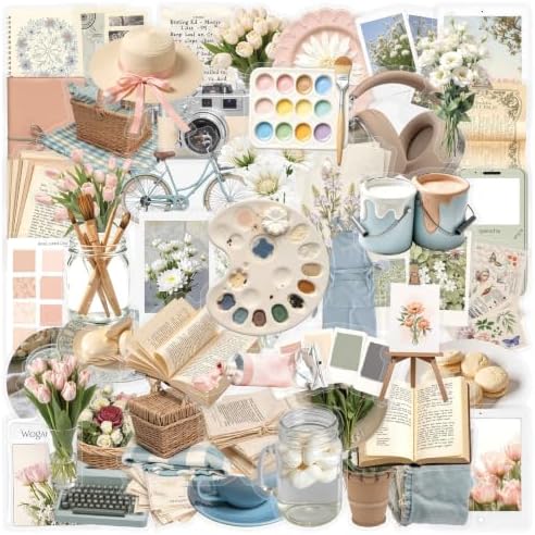50Pcs Painting Plant Stickers Aesthetic Decals for Scrapbook Supplies