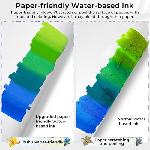 Ohuhu Adult Coloring Book Markers Paper-friendly Water-Based 60 Colors