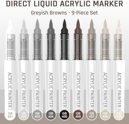 Greysh Browns 9 Colors Acrylic Paint Markers Set for Art Painting, DIY Crafts, Wood, Glass, Canvas & More
