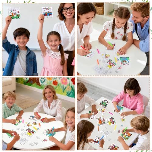 24Pcs Spring Arts and Crafts for Kids & Adults Bulk, Spring DIY Craft Puzzle Kit with Flower Butterfly Bee Bunny, Easter Activities Jigsaw for Classroom Party Favors April Gift Break Projects Supplies