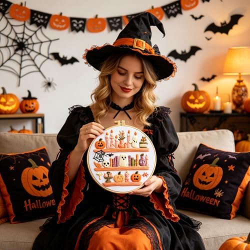 RUIQLXHANG Halloween Ghost Reading Embroidery Kit for Beginners