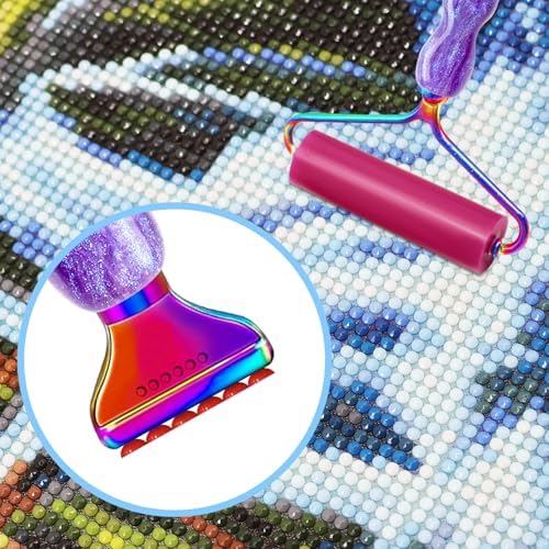 Diamond Painting Pen Kit - 7 Metal Tip Diamond Art Tools, 5D Diamond Painting Accessories for Adults Beginners, Resin Pen with Straight/Bent/Flat/Roller Nibs, Tray & Clay