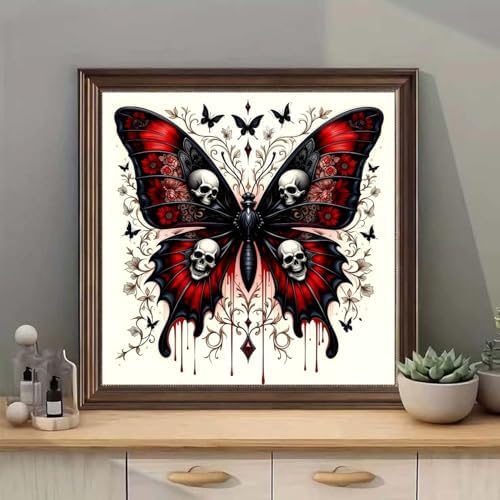 Xylogist Butterfly Skull Diamond Art Kits for Adults Beginners 12x12 Inch