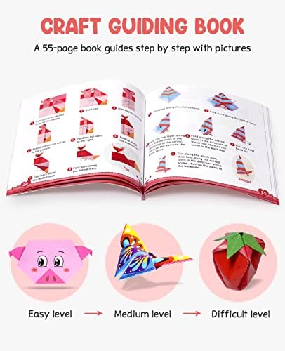 GAMENOTE Origami Kit for Kids Ages 8-12, 54 Projects, 120 Sheets with Book | Double-Sided Origami Paper includes 54 guided projects, 120 sheets and a step-by-step book for beginners ages 5-8.
