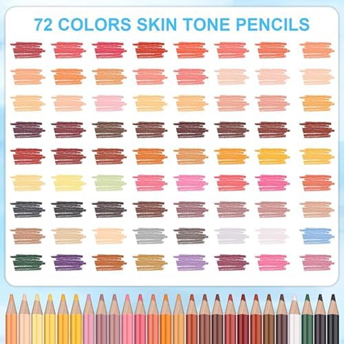 LBW 72 Skin Tone Colored Pencils for Adult Coloring Pencils, Oil Based Soft Core Professional Color Pencils Set for Artists Beginners Drawing Coloring