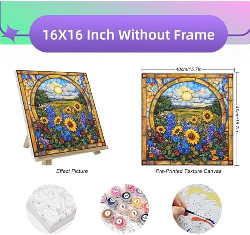 niurenmaoyi Sunflower Paint by Numbers Kit for Adult Beginner,16X16in