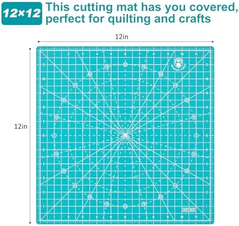 Headley Tools 12"x12" Rotating Cutting Mat, Self Healing Mat with 360-Degree Rotation & Anti-Slip Base, Sewing Board Cutting Mat Perfect for Fabric Quilting Leather Hobby Project, Light Blue