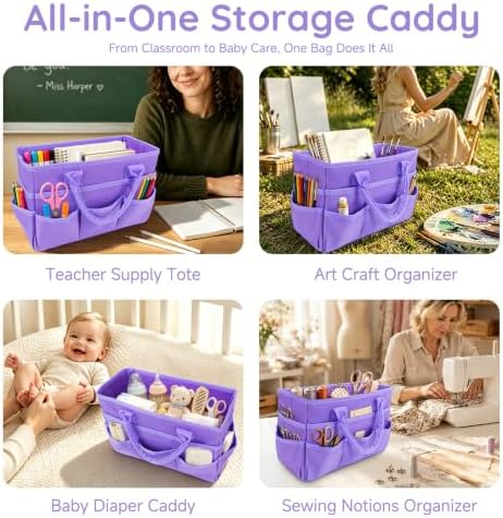 AKAYOK Craft Storage Tote Bag with 10 Pockets,Sturdy Art Supply Organizer