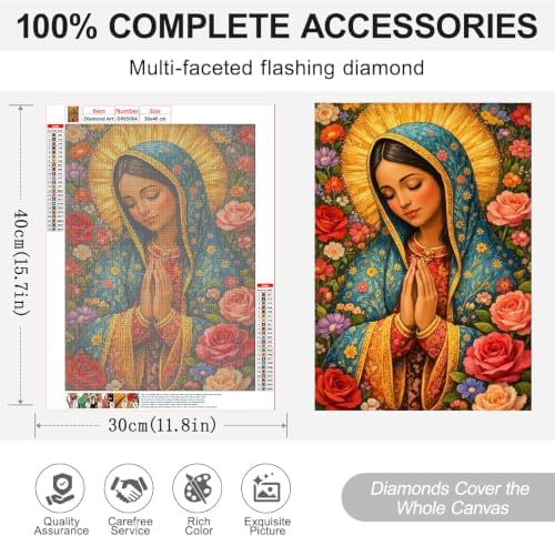 ARPADAMO Virgin Mary Rose Diamond Art Kit for Adult Diamond Painting12x16in