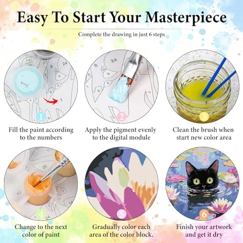 Dawnsphere Black Cat Paint by Numbers Kit for Adults Without Frame 16x16 in