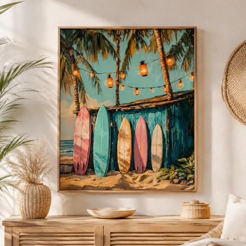 Beach Diamond Art Kits for Adults,Surfboard Diamond Painting Kits 12X16In