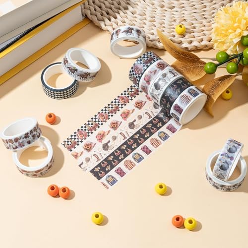 Kentucky Derby Washi Tape - 12 Rolls Horse Racing Silhouette Jockey Silk Bridle Scrapbook Card Masking Washi Decorative Artist Tape Junk Journal Scrapbooking Supplies School Office DIY Craft