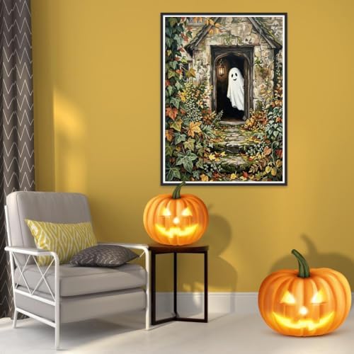 pchmcu Paint by Numbers Kit for Adults Beginner - Halloween Adult Paint by Number Kits on Canvas Without Frame, Ghost Oil Paint by Numbers for Home Decor Gift 16x20 inch