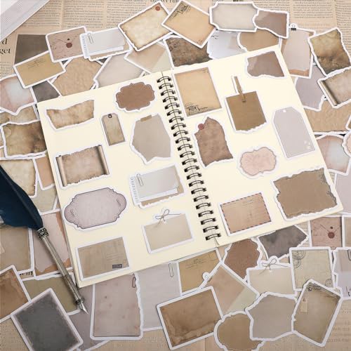 TIESOME Vintage Scrapbook Paper Stickers, 80 Pcs Scrapbooking Sticker Book Aesthetic Junk Journal Supplies DIY Decoupage Paper Accessories Stickers Craft Kits for Album Diary Notebook Journal