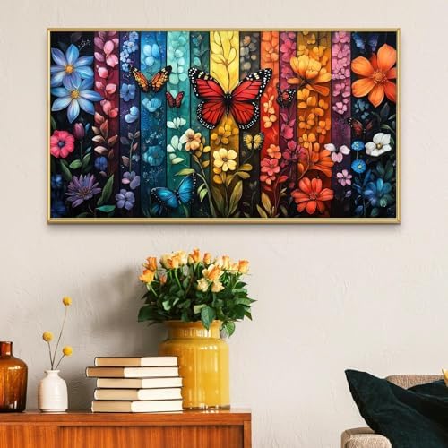 YALKIN Paint by Numbers Kit for Adults, Flower Adults'paint-by-Number Kits on Canvas, DIY Acrylic Oil Painting by Numbers Kits, Perfect for Home Decor, Gifts 28x16in