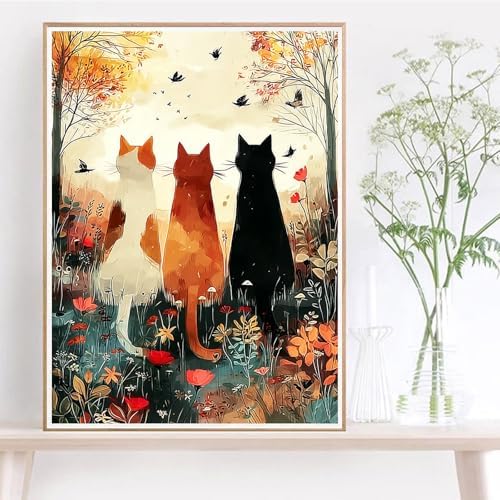 Jiqinsiye Cats Paint by Numbers Kit for Adults,DIY Painting Kits on Canvas,Fowl Color by Numbers,Large Adult Paint by Number for Gifts,Home Wall Decor