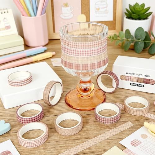 16 Rolls Vintage Gingham Plaid Washi Tape Set