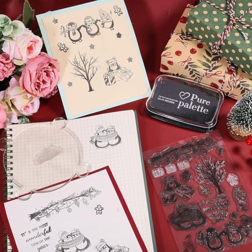 GLOBLELAND Christmas Penguins Silicone Clear Stamps with Gingerbread Man Shape for Card Making DIY Scrapbooking Photo Album Decoration Paper Craft
