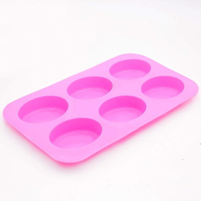 KINJOEK 9 Packs 54 Cavity Oval Silicone Soap Molds, Pink Pudding Chocolate Cake Baking Molds, Soap Mold for Soap Making Handmade DIY Scented Candles Supplies Tools