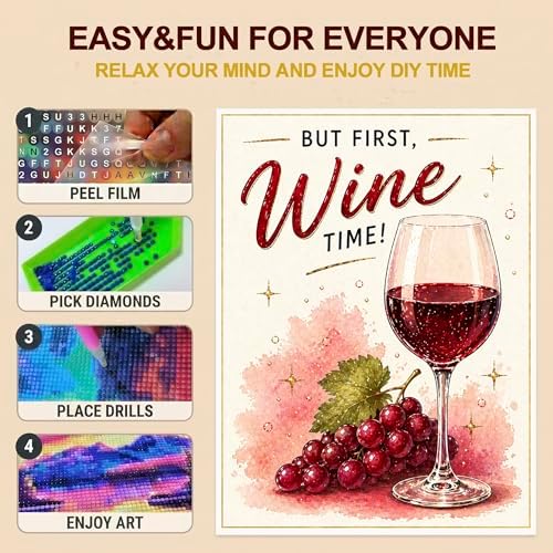 TOPCLTV Wine Glass Diamond Art Kits for Adults, 5D Bar Diamond Painting Kit