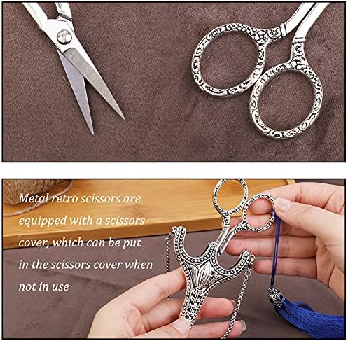 SHWAKK Embroidery Scissors, Stainless Steel Sharp Tip Retro Scissors