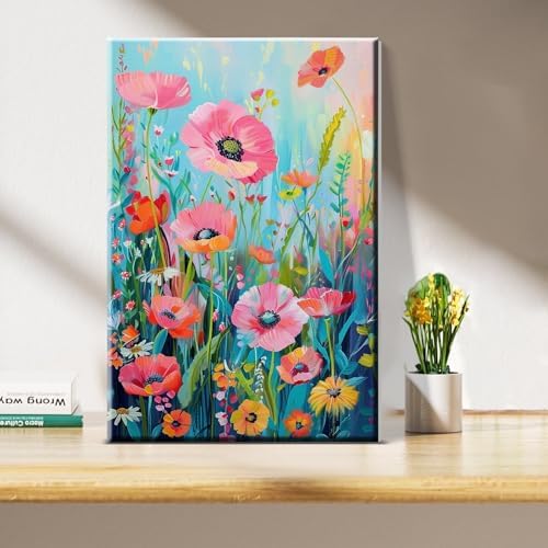 JOOZ Flower Paint by Number for Adults with Easel, 5D Paint by Numbers Kit