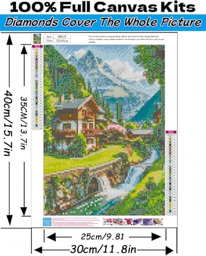 Forest Cabin Diamond Painting Kits for Adults Beginners Gem Art DIY Craft | 5D Full Drill Diamond Art Painting Kits, Gem Art Kits for Adults,Home Wall Decor Gift 11.8X15.7 Inch