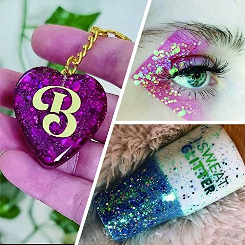 Estanoite 24 Color Sequins & Fine Glitter Mix - Holographic Glitter Flakes for Face, Body, Eye, Hair & Nail Art
