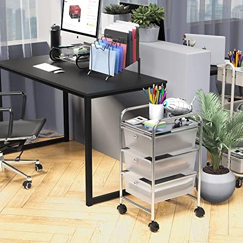 Simple Houseware 3 Drawers Rolling Utility Cart Art Craft Organizer, Chrome